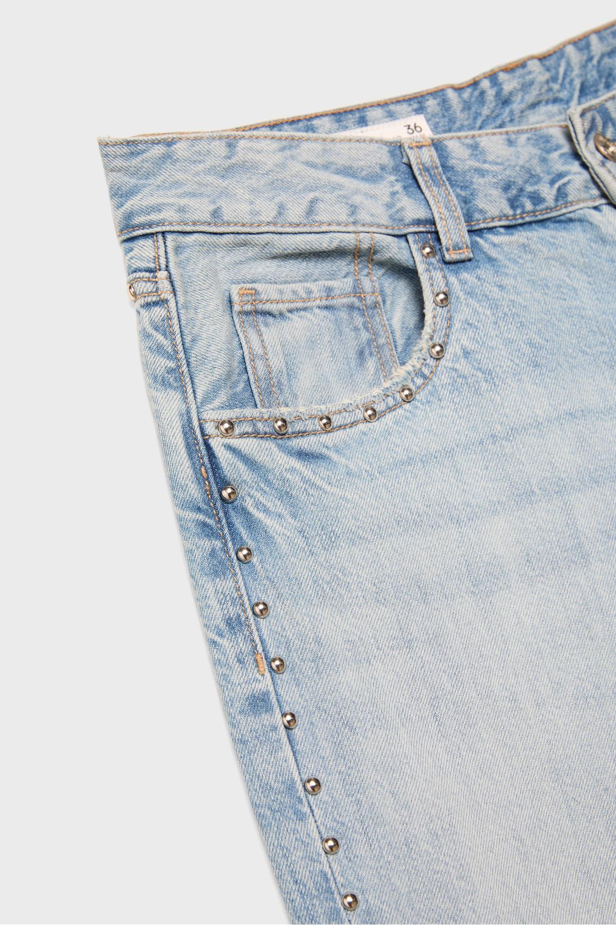 Stradivarius  Geniş paça düşük bel zımbalı jean - Görsel 7