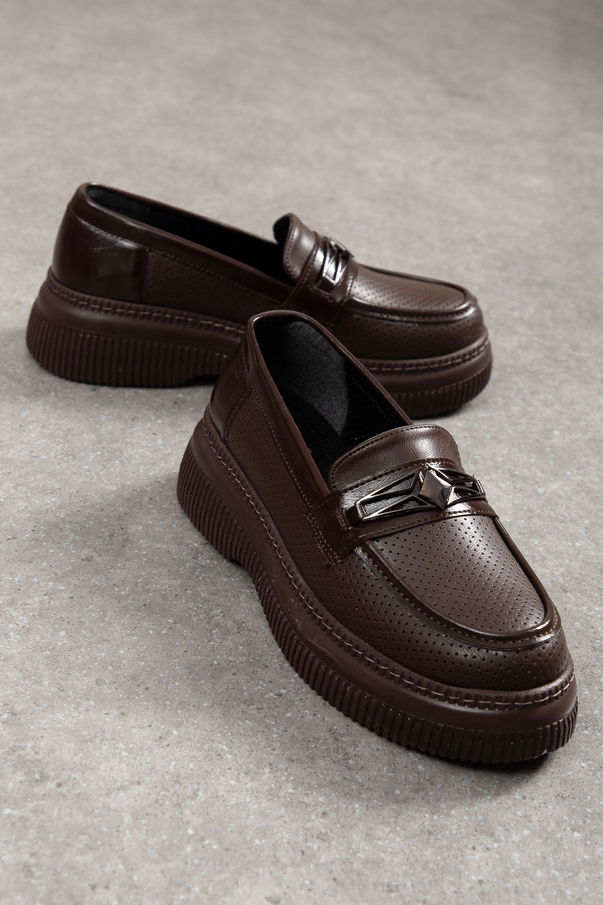 Clara Saddled Perforated Breathable Stylish Women Loafers