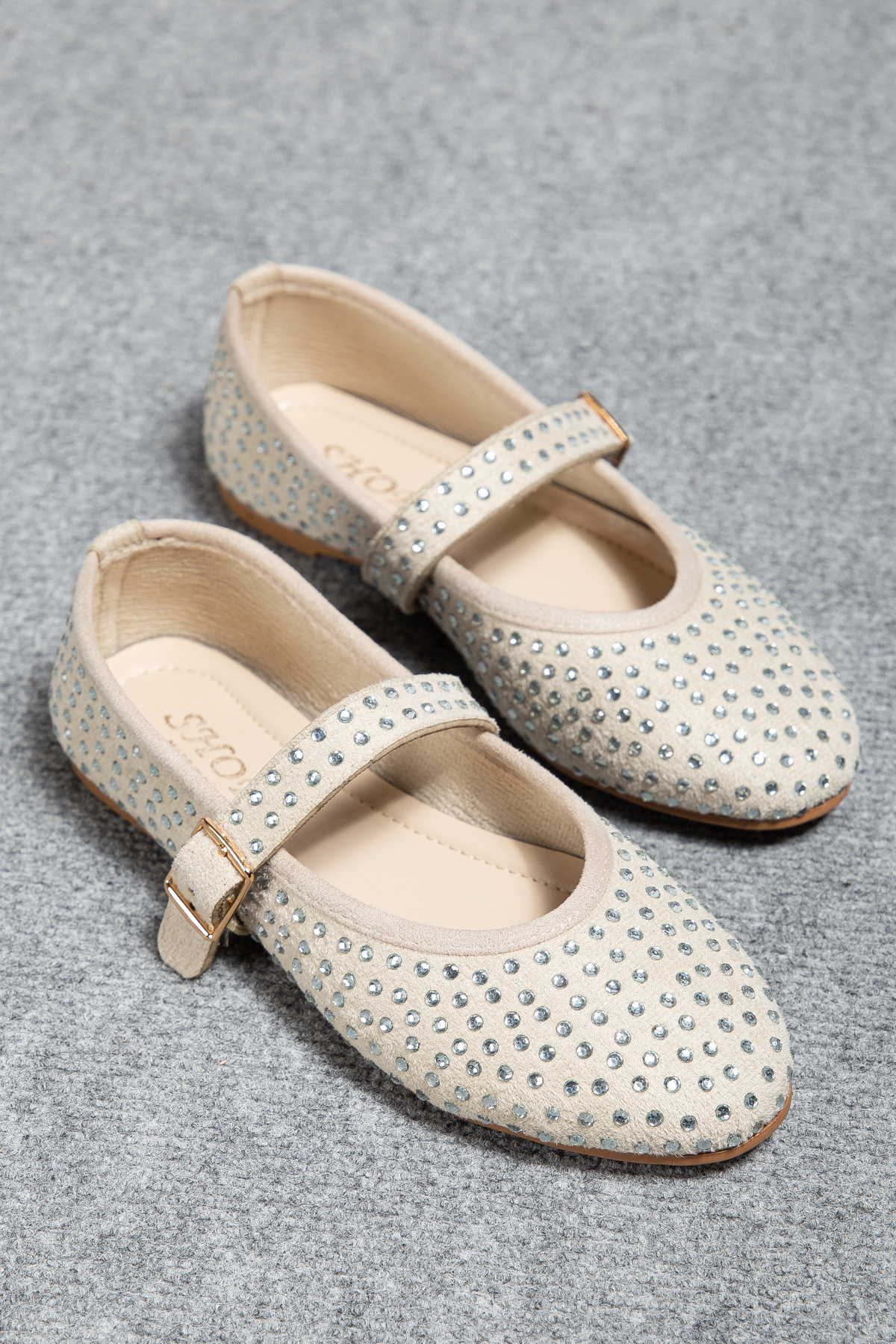 Lina Helmeted Gemstone Suede Stylish Women's Flat Shoes