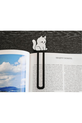 Marka Sevimli Beyaz Kedi Figürlü 3D Tasarım Kitap Ayracı - Kitap Kurdu Hediye...
