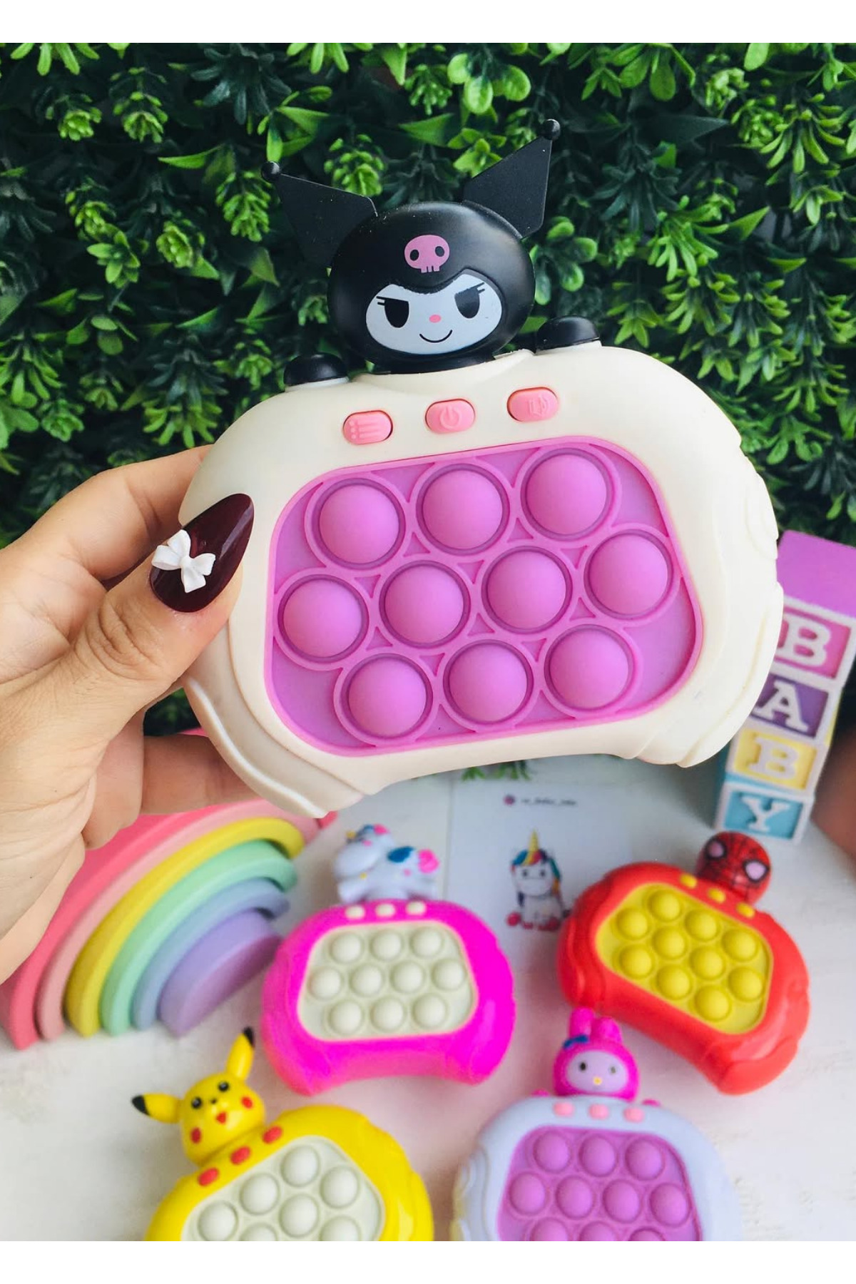 düşler oyuncak dünyası Işıklı Sesli Müzikli Kuromi Karakterli Popit Pilli Eğitici Stres Giderici Quick Push Konsol KUROMİ fotoğrafı 3 (önizleme)