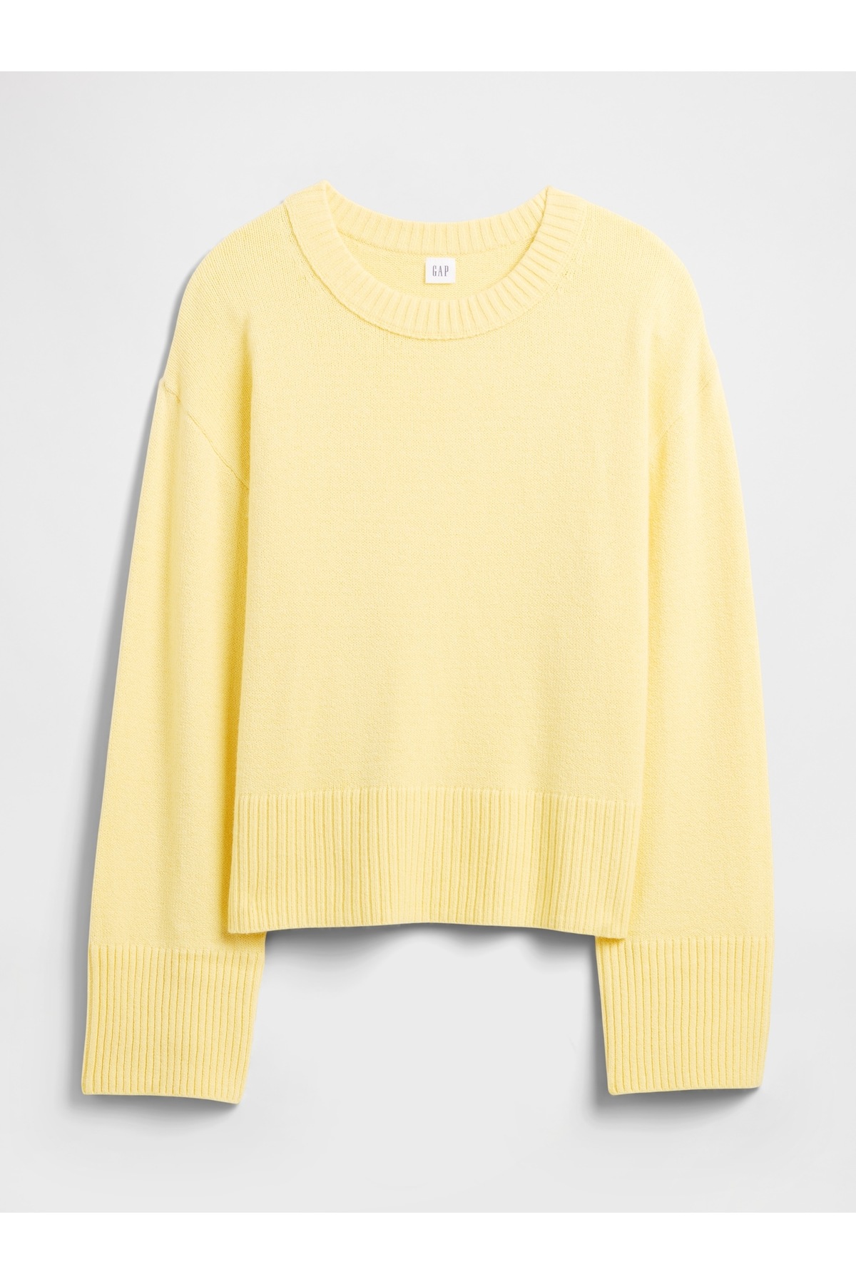 GAP  Kadın Sarı CashSoft Relaxed Crewneck Kazak - Görsel 2