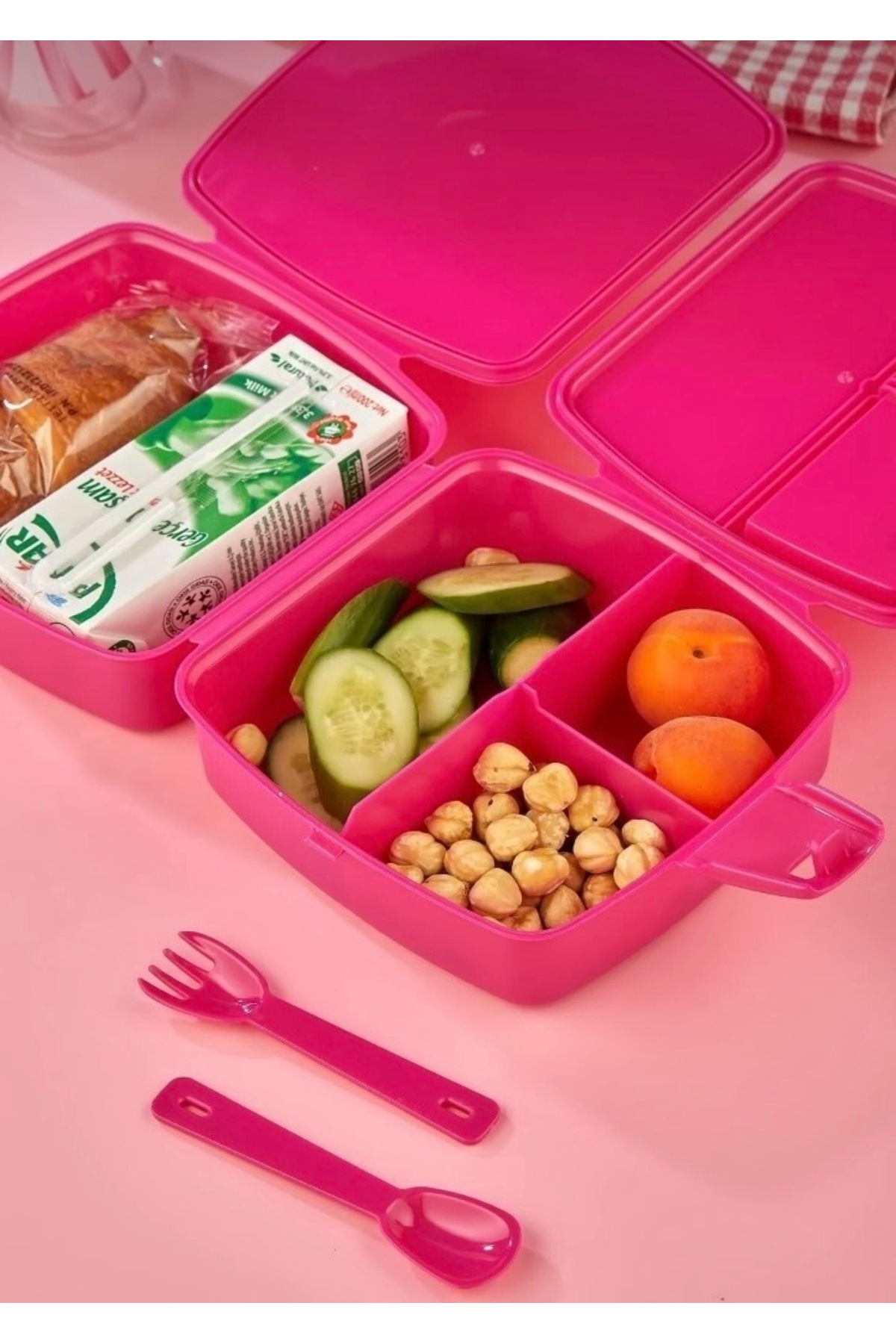 Charlotte Candle 3’lü Set 4 Bölmeli Beslenme Kutusu 500 Ml Suluk 2 Katlı Kalemlik Seti Pembe Prensesli fotoğrafı 3 (önizleme)