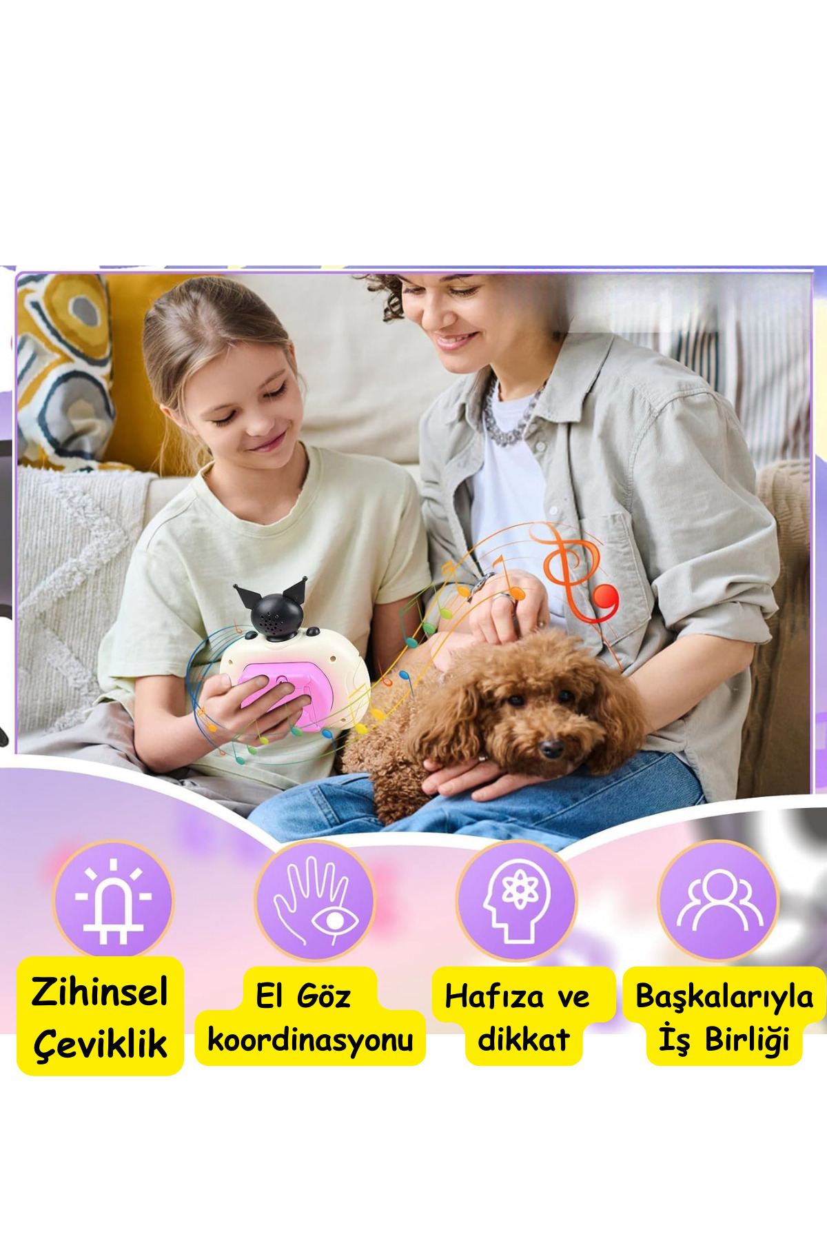 düşler oyuncak dünyası Işıklı Sesli Müzikli Kuromi Karakterli Popit Pilli Eğitici Stres Giderici Quick Push Konsol KUROMİ fotoğrafı 4 (önizleme)