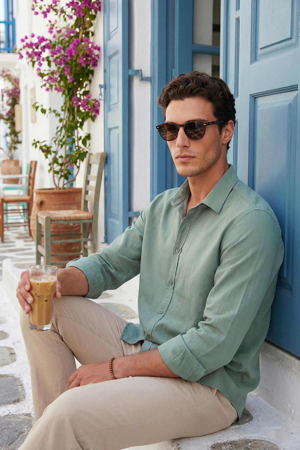 Buratti  Pamuk ve Keten Karışımlı Regular Fit Klasik Yaka Uzun Kollu Gömlek Erkek GÖMLEK CF26S1210134