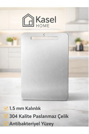 Kasel Home Paslanmaz Çelik Kesme Tahtası - 304 Kalite - 25x35 cm (1 adet)