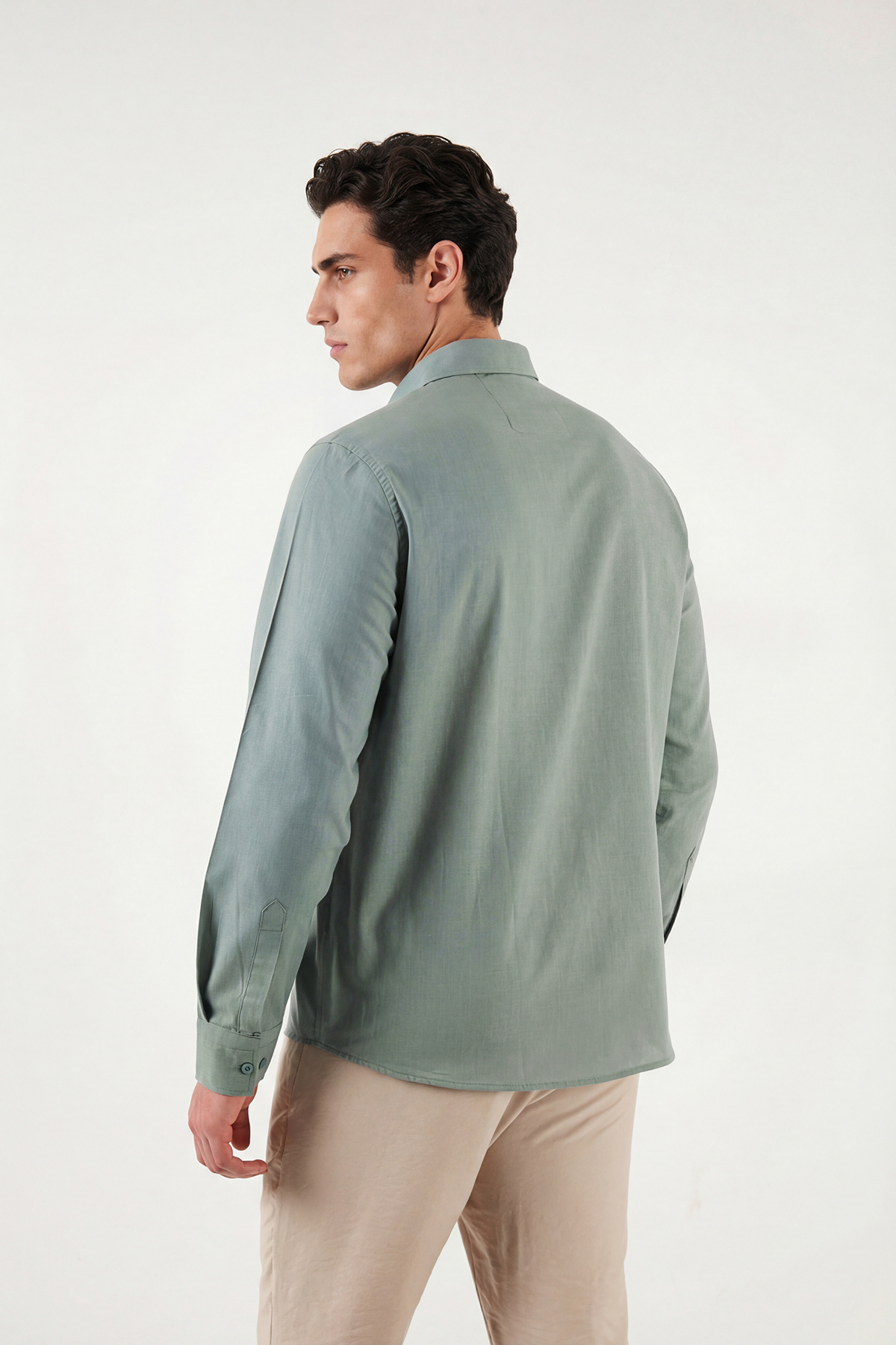 Buratti  Pamuk ve Keten Karışımlı Regular Fit Klasik Yaka Uzun Kollu Gömlek Erkek GÖMLEK CF26S1210134 - Görsel 6