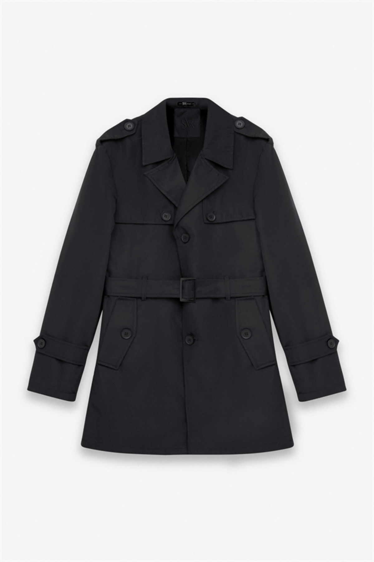 SÜVARİ  Siyah Slim Düz Cepsiz Trençkot - Görsel 7