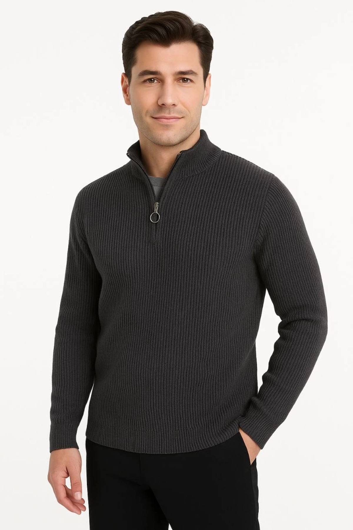 dilmex Half Zip Knit Sweater – Thessaloniki Knit, Mock Neck