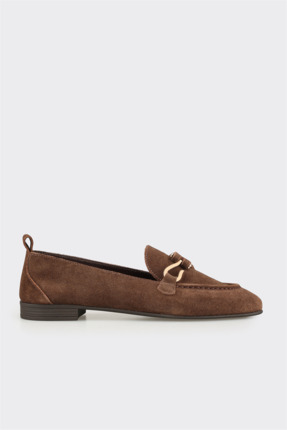 Elle Kahve Deri Kadın Loafer