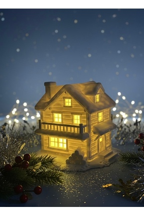 Home Kış Evi Tealight Gece Lambası Cozy Ambiyans (Led mum hediye)