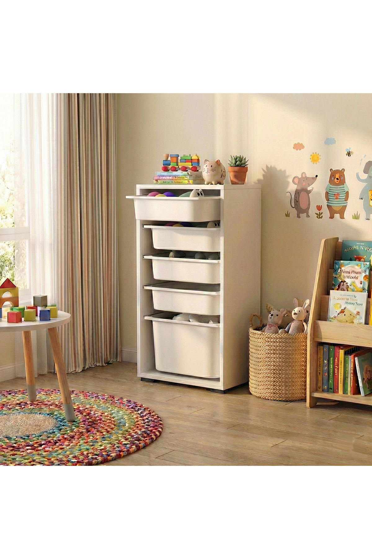 vanimimiページ Moniev Kids 5 Sepetli Dolap Çok Amaçlı Dolap Oyuncak Dolabı