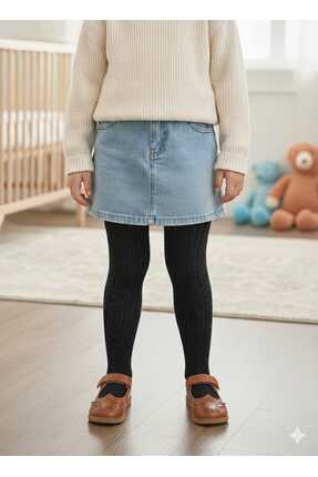 Moonrise Socks Çocuk Kilotlu Çorap Pamuklu Kabartma Desenli Siyah 3 Adet