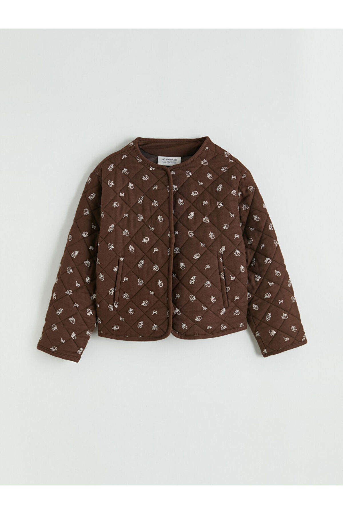 LC Waikiki LCW Kids Kahverengi Bisiklet Yaka Çiçekli Kapitone Kız Çocuk Ceket fotoğrafı 2 (önizleme)