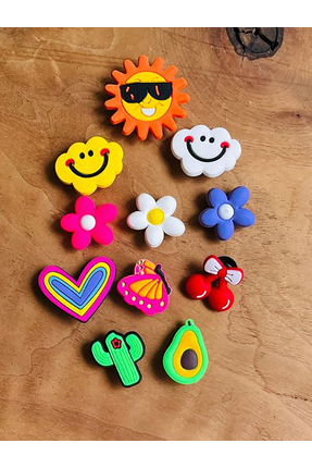 Buki'nin Atölyesi Jibbitz Terlik Süsü 11 Li Set Çiçek, Bulut, Güneş