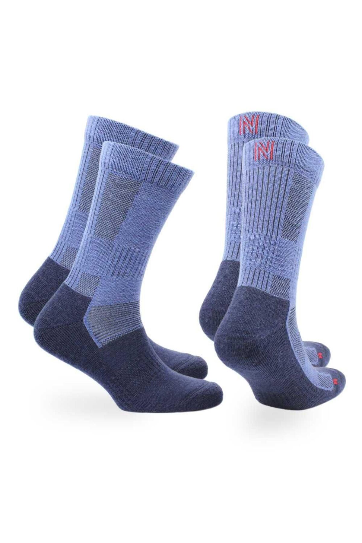 LEONARDO Merino Wool Outdoor Hiking Socks 2-Pack Navy Blue