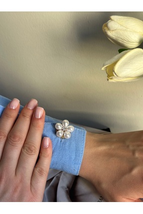 RENDA ACCESSORY Beyaz Çiçek Düğme Kapağı 1 Adet