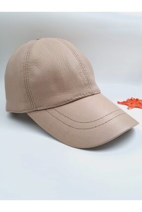 Bej Renk Hakiki Deri Kep Şapka 546