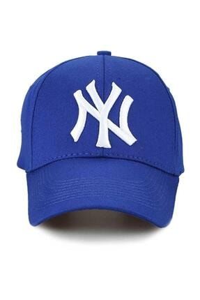 Unisex Ny Nakışlı Mavi Kep Şapka EIG-NCS1