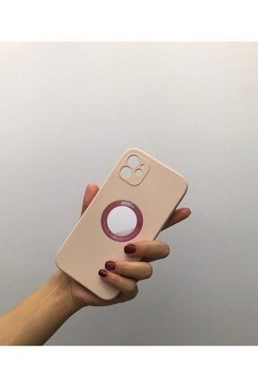 Iphone 11 Toz Pembe Renkli Apple Simge Alanı Açık Telefon Kılıfı EAAPPTELEFNKILIF