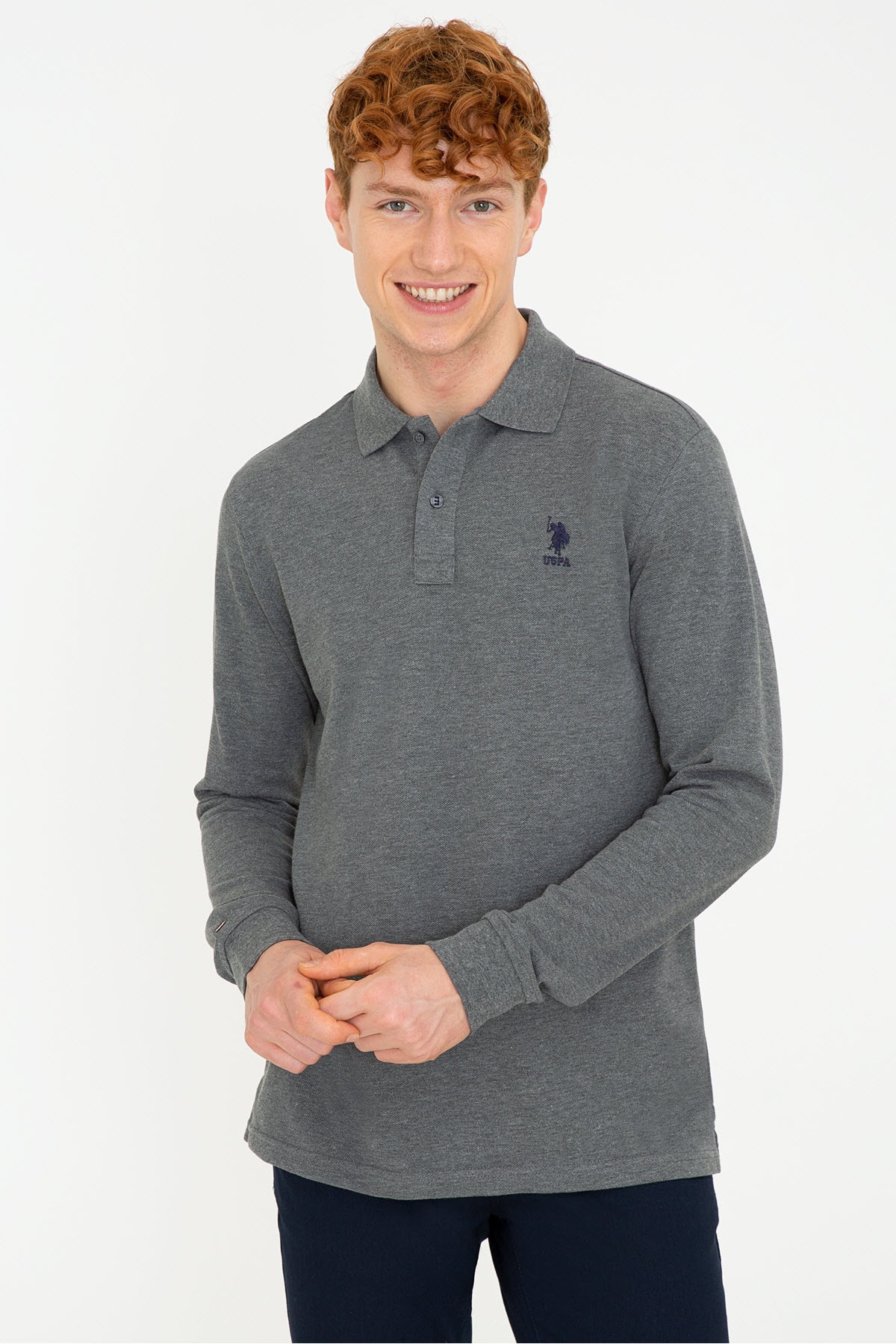یو اس پولو سویشرت مردانه خاکستری