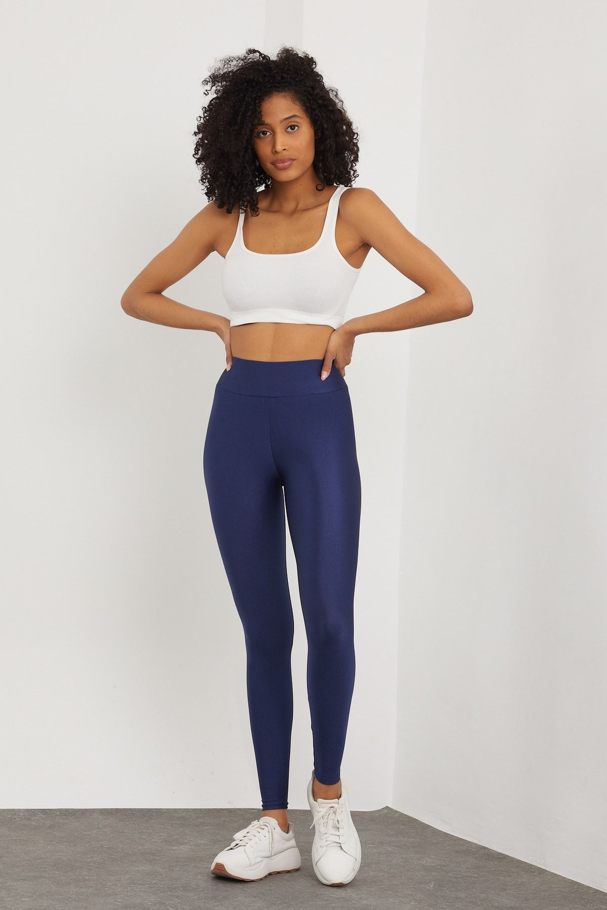 Shiny navy 2025 blue leggings