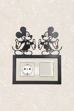 2107 Lazer Kesim Ahşap Priz Çerçevesi İkili Mickey Mouse BLgrup2107