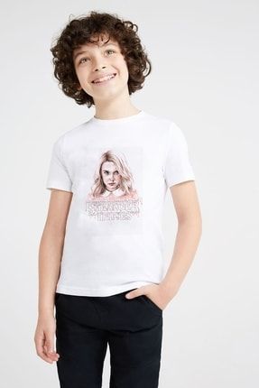 Çocuk Beyaz Stranger Things Max Baskılı T-shirt BGA10438-COCTS