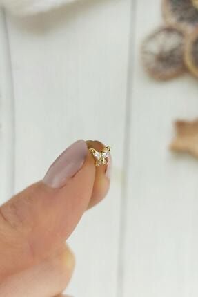 Gold Sarı Kelebek Model Minimal Tragus Piercing asdq111qa5
