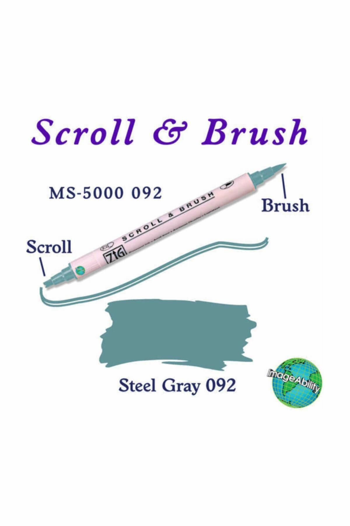 Zig-Scroll & Brush Double Line and Brush Tip Calligraphy and Shading Pen 092 Steel Gray 1