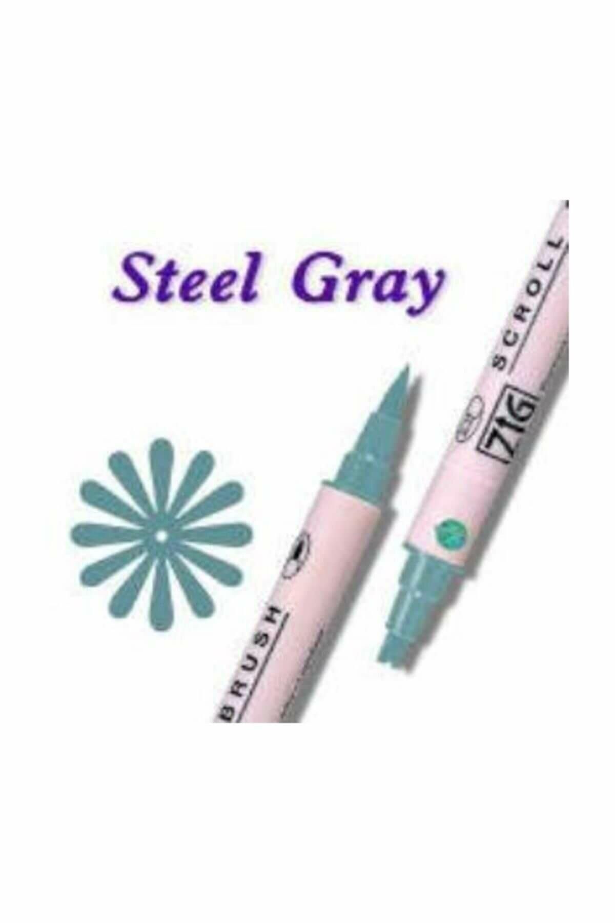 Zig-Scroll & Brush Double Line and Brush Tip Calligraphy and Shading Pen 092 Steel Gray 3