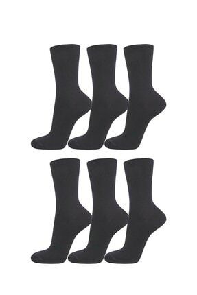 Unisex Klasik Pamuklu Soket Çorap 6'Lı Paket Füme SKT6