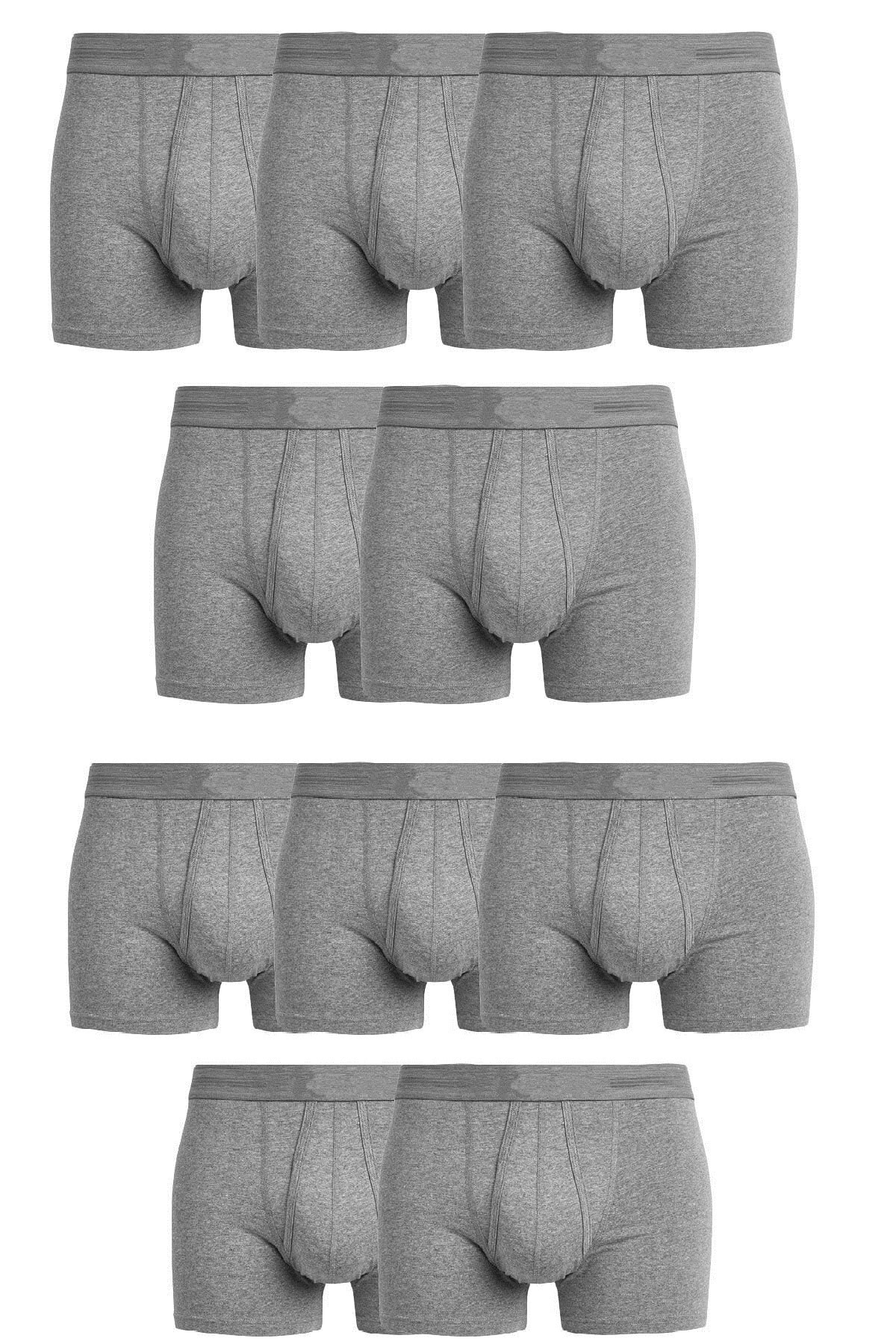  شورت بوکس مردانه نخی کشی، بسته 10 عددی، خاکستری اقتصادی