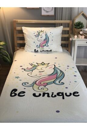 Evmila Unicorn Desen Kadife Dekoratif Örtü 16 LL 16