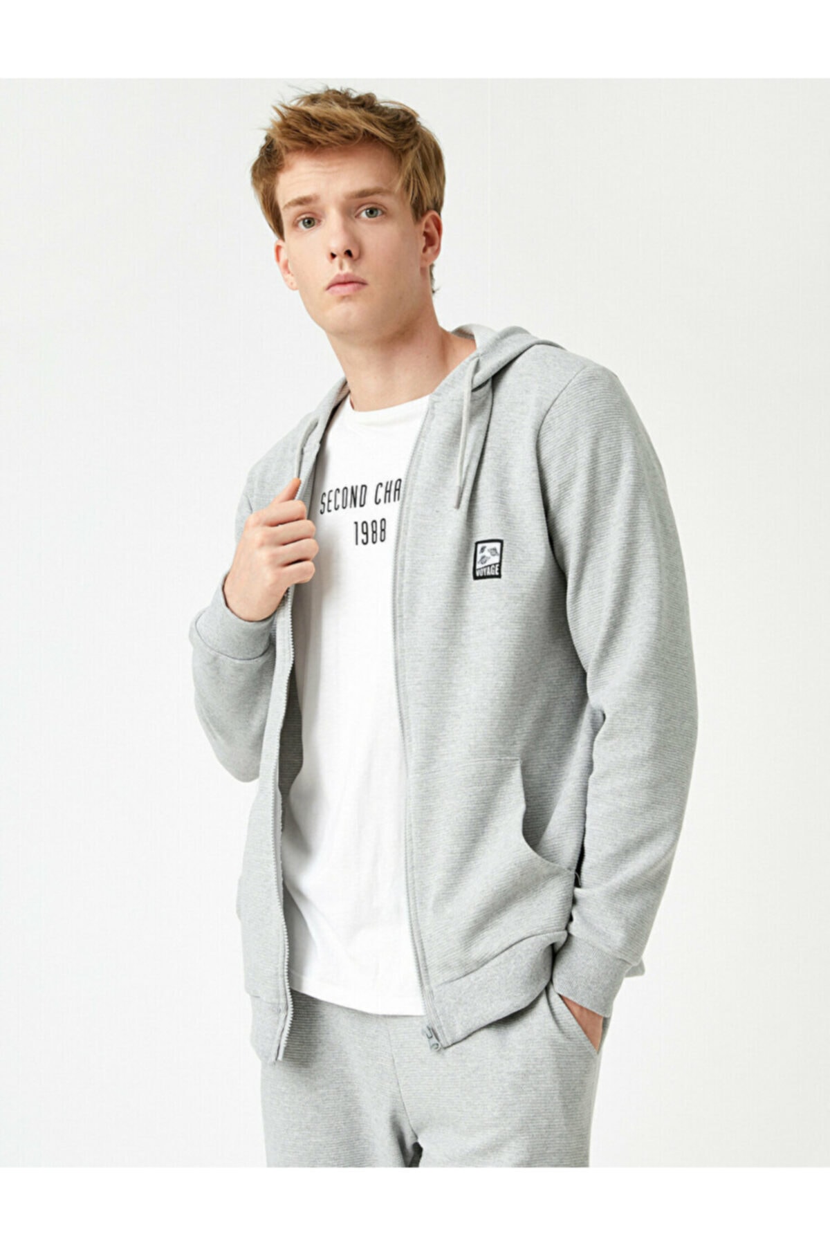 سویشرت مردانه خاکستری کوتون | 2KAM71270LK اورجینال - تصویر 2