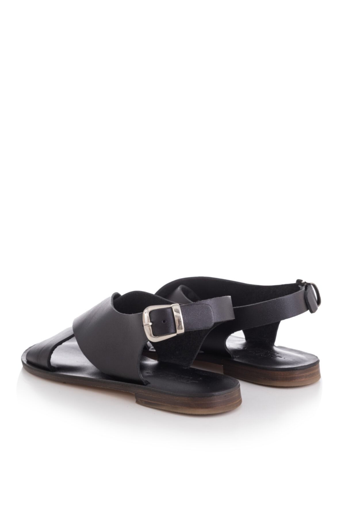 صندل سیاه زنانه های چرمی دست ساز K3003 DaphneSandals