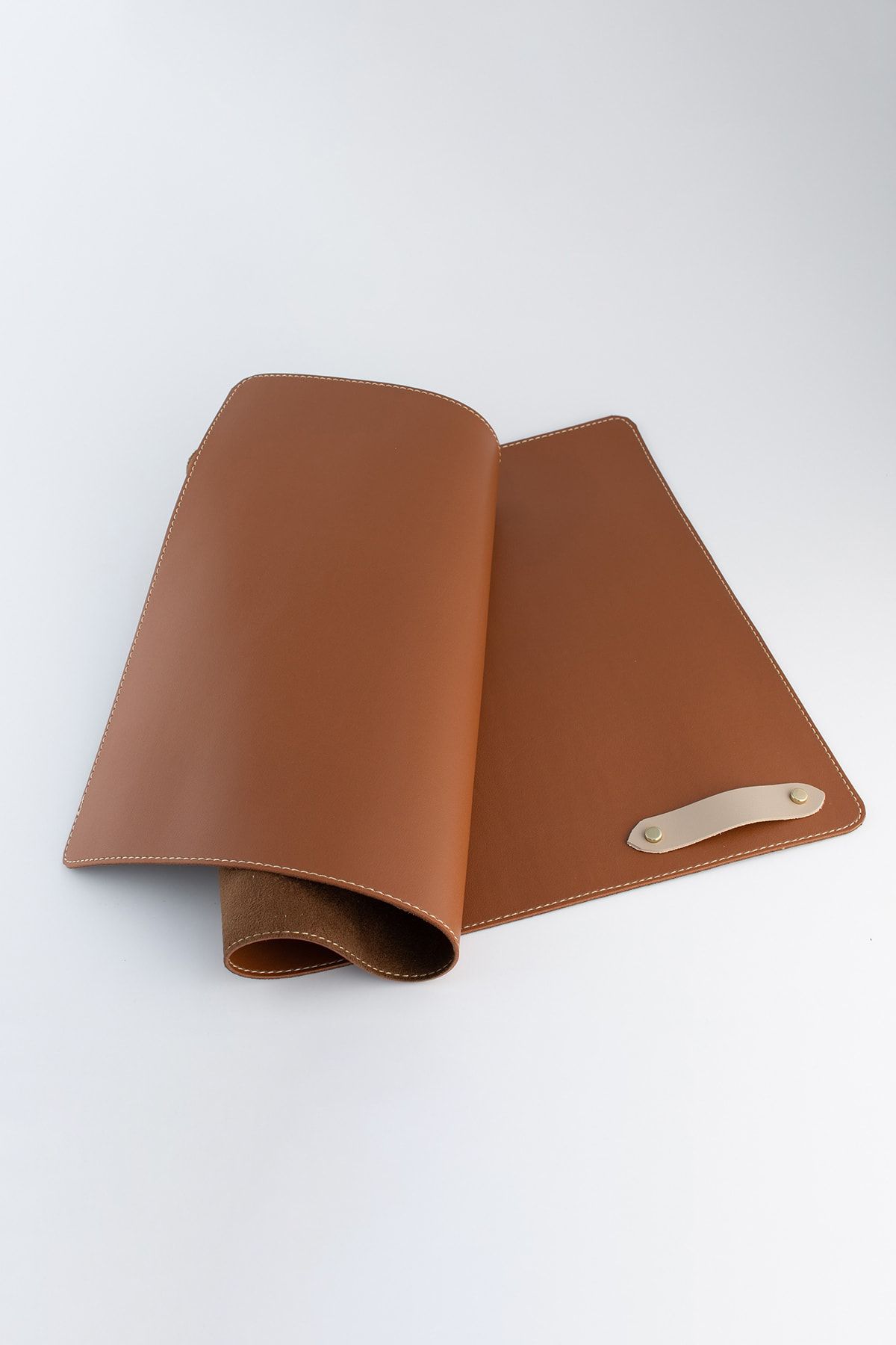 DK LEATHER-Καφέ Pu Δερμάτινο για φορητό υπολογιστή Ευρύχωρο επιτραπέζιο χαλάκι ποντικιού Επιτραπέζιο χαλάκι + σουβέρ 3