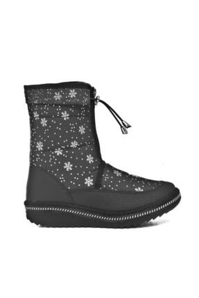 Le Petit Kız Çocuk Siyah Kar Botu Fermuarlı Ayakkabı LPT0013
