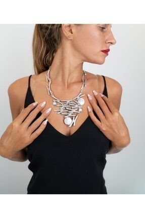 Kadın Gümüş Kaplama Tasarım Kolye Kutcha91