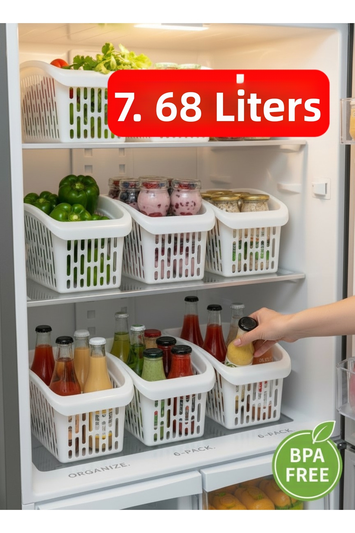 6 قطع منظم للثلاجة، سلة فواكه نباتية، منظم للمطبخ...