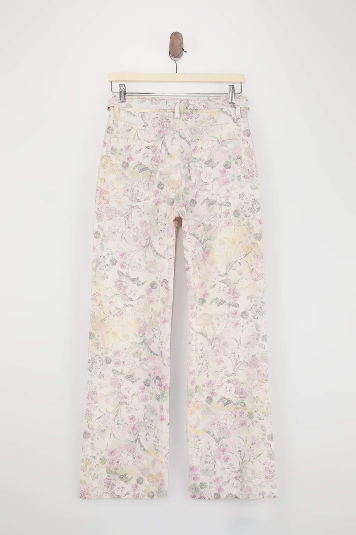 Trendyolmilla  Çok Renkli DÖKÜMLÜ Çiçek Baskılı %100 Pamuk Yüksek Bel Wide Leg Jeans TWOSS26JE00225 - Görsel 6