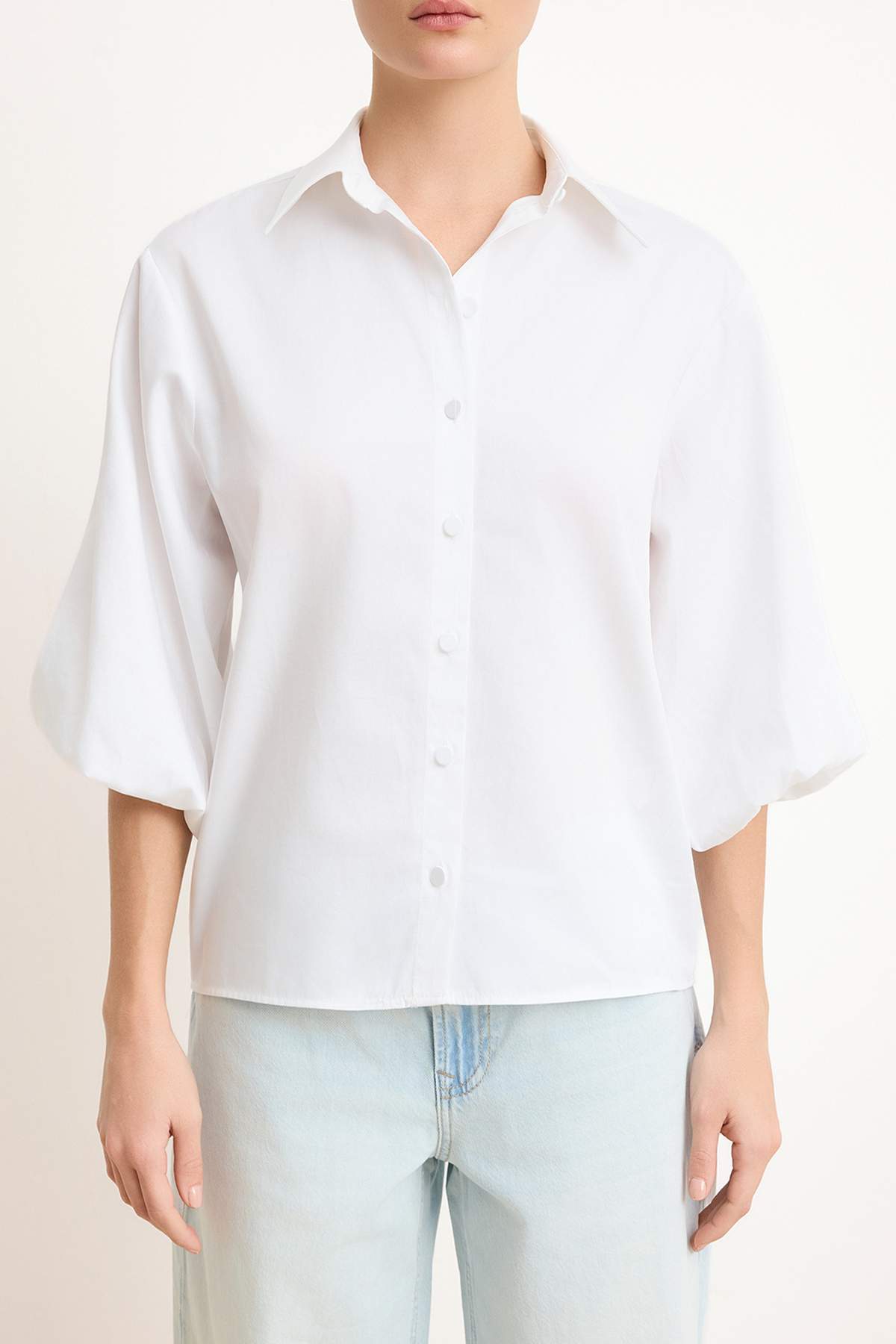 Trendyolmilla  Beyaz Premium Kalite Pamuk Poplin Gömlek TWOSS26GO00074 - Görsel 3