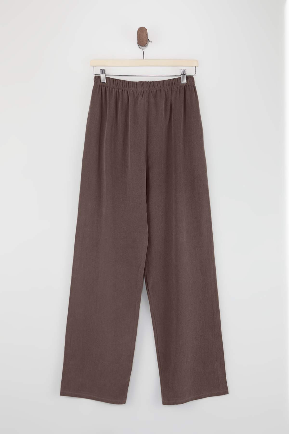 Trendyolmilla  Kahverengi Geniş Paça Tencel Pantolon TDRSS26PL00008 - Görsel 8