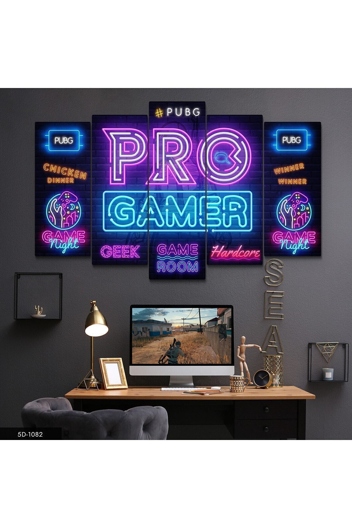 Pubg Pro Gamer 5-Piece Mdf Table