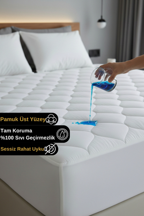 Senpai Kapitoneli Pamuklu Fitted %100 Sıvı Su Geçirmez Tek-Çift Kişilik Yatak...