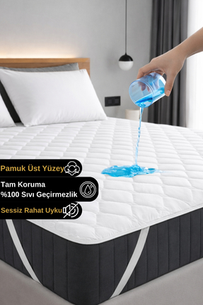 Senpai Kapitone Pamuklu Ped %100 Sıvı Su Geçirmez Tek-Çift Kişilik Çocuk Köşe...