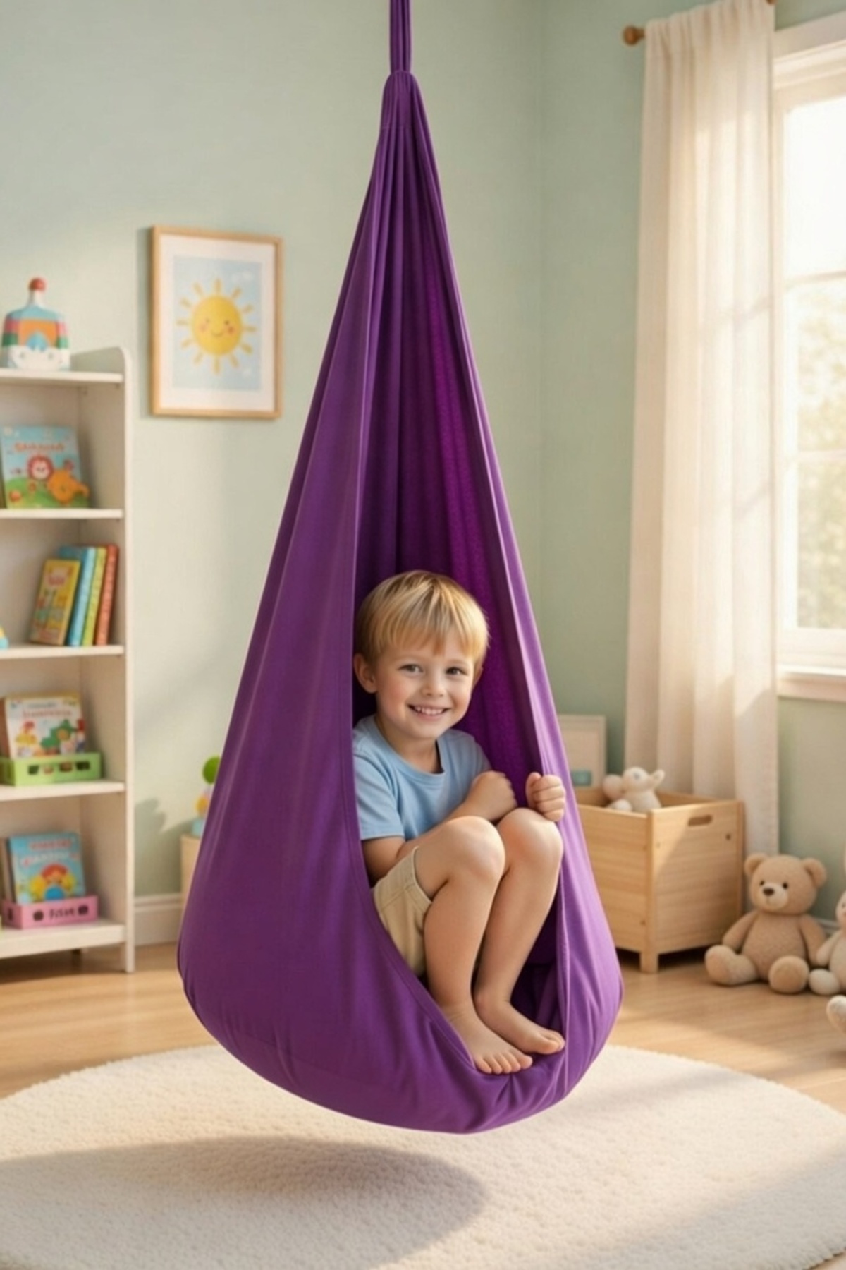 Bundeba Lora Kanguru Mor Bebek Hamak Beşik Tavana Asılan Salıncak Yetişkin ve Çocuk Salıncağı Hamağı fotoğrafı 3 (önizleme)