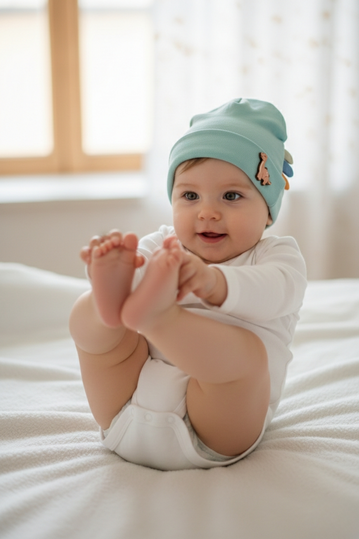 LOGO AKSESUAR Erkek Bebek Dinozor Temalı 3 'lü Pamuklu Bere fotoğrafı 5 (önizleme)