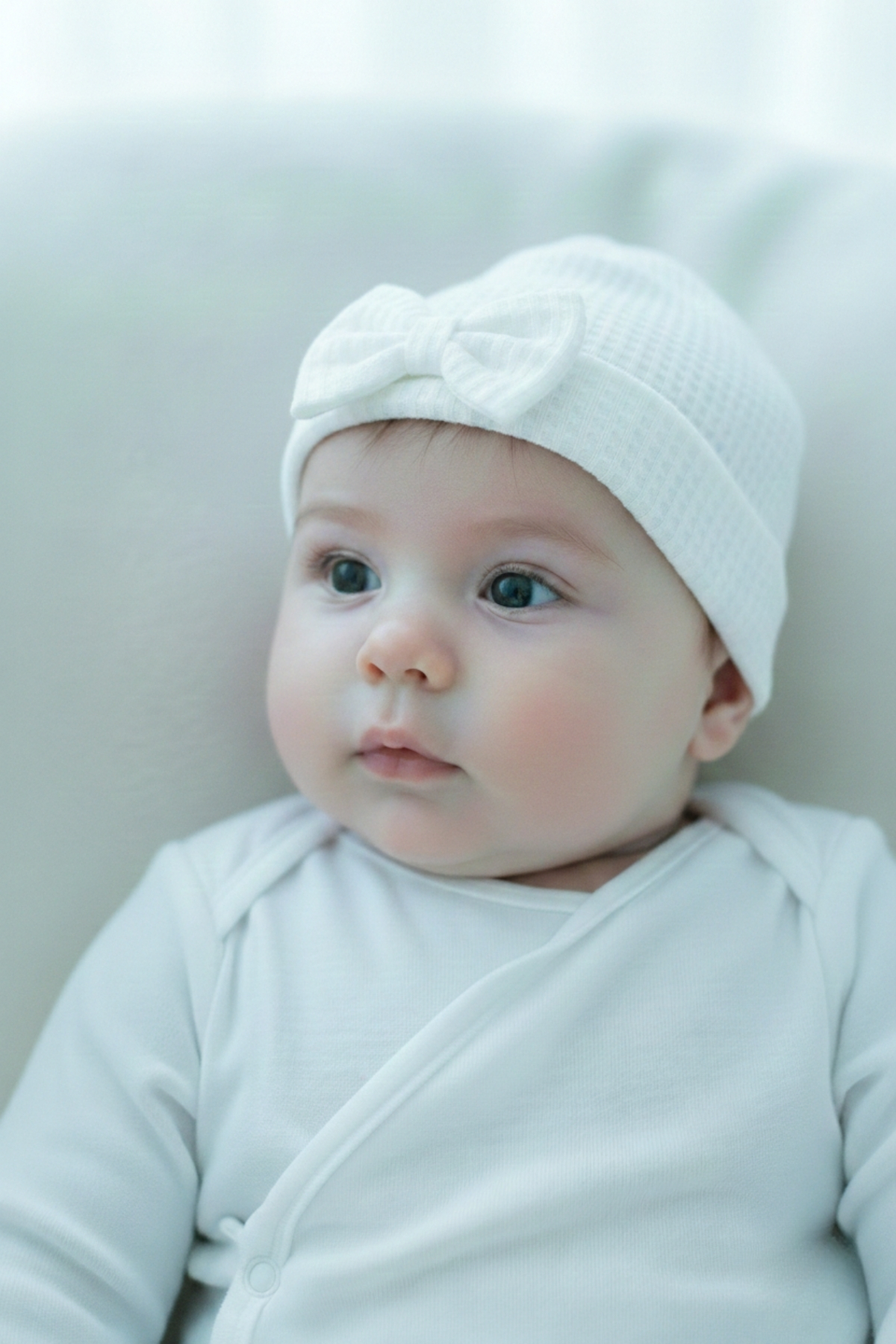 LOGO AKSESUAR Kız Bebek Fiyonklu Ekru Pudra Pembe 3'lü Pamuk Şapka fotoğrafı 3 (önizleme)