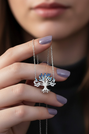 Parmas Design 925 Ayar Gümüş Hayat Ağacı Kadın Rodyum Kaplama Kolye